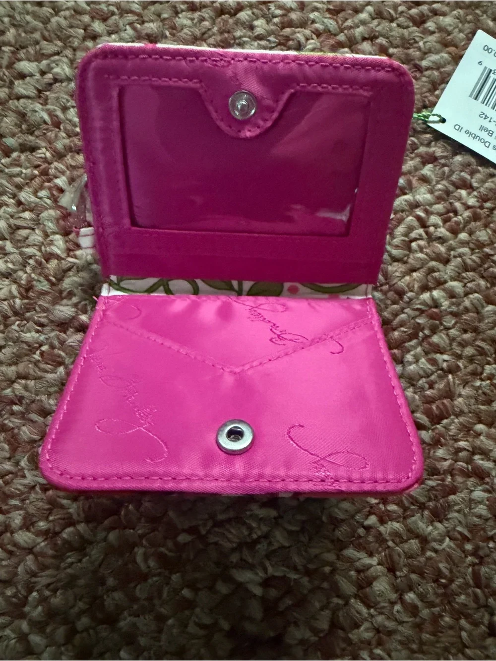 Vera Bradley Pink Floral Quilted Kids Coin Pouch with Clip